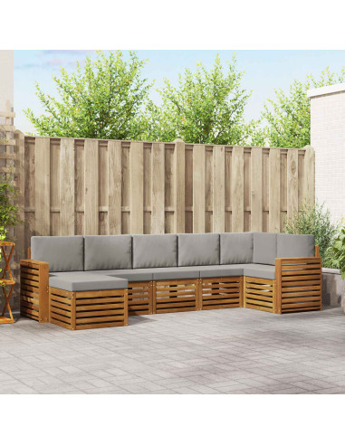 Set divani con cuscino 7 pcs Grigio Naturale e Chiaro