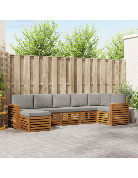 Set divani con cuscino 7 pcs Grigio Naturale e Chiaro