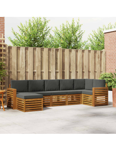 Set divani 7 pcs Naturale e Antracite Legno di Acacia Massello