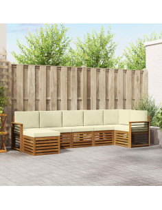 Set divani 7 pcs Naturale e Crema Legno di Acacia Massello