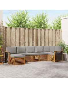 Set divani con cuscino 7 pcs Grigio Naturale e Chiaro