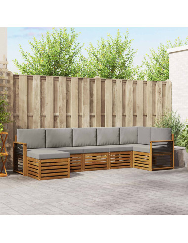 Set divani con cuscino 7 pcs Grigio Naturale e Chiaro