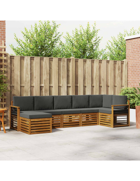 Set divani 7 pcs Naturale e Antracite Legno di Acacia Massello