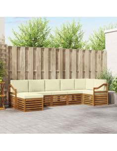 Set divani 7 pcs Naturale e Crema Legno di Acacia Massello