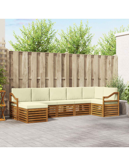 Set divani 7 pcs Naturale e Crema Legno di Acacia Massello