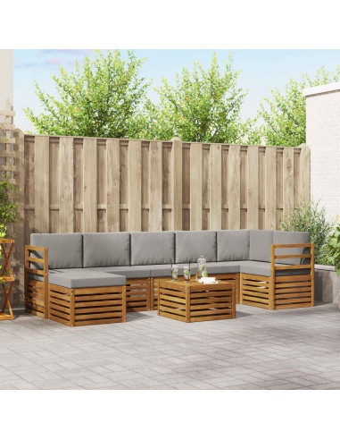 Set divani con cuscino 8 pcs Grigio Naturale e Chiaro