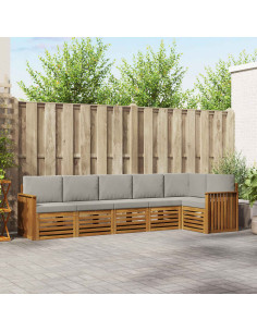 Set divani con cuscino 6 pcs Grigio Naturale e Chiaro