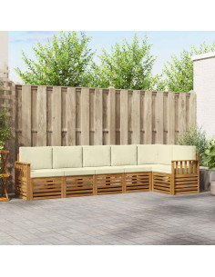 Set divani 6 pcs Naturale e Crema Legno di Acacia Massello