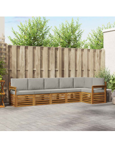 Set divani con cuscino 6 pcs Grigio Naturale e Chiaro