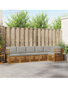 Set divani con cuscino 6 pcs Grigio Naturale e Chiaro