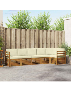 Set divani 6 pcs Naturale e Crema Legno di Acacia Massello