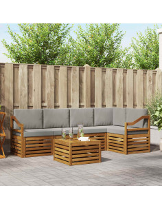 Set divani con cuscino 6 pcs Grigio Naturale e Chiaro