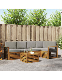 Set divani con cuscino 6 pcs Grigio Naturale e Chiaro