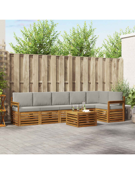 Set divani con cuscino 7 pcs Grigio Naturale e Chiaro