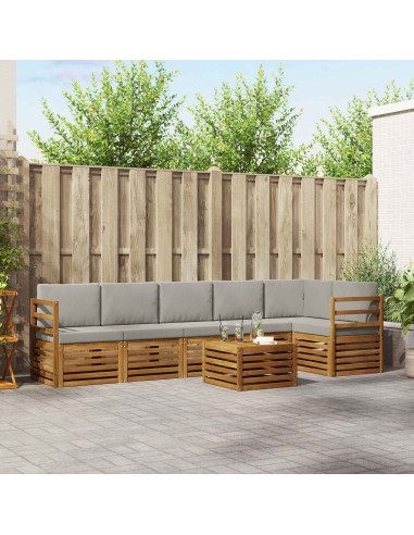 Set divani con cuscino 7 pcs Grigio Naturale e Chiaro