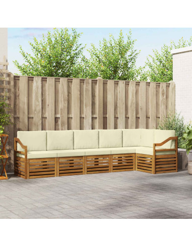 Set divani 6 pcs Naturale e Crema Legno di Acacia Massello