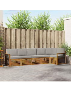 Set divani con cuscino 6 pcs Grigio Naturale e Chiaro