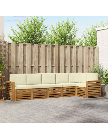 Set divani 6 pcs Naturale e Crema Legno di Acacia Massello