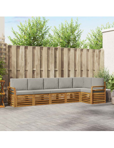 Set divani con cuscino 6 pcs Grigio Naturale e Chiaro