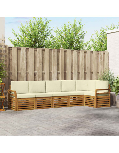 Set divani 6 pcs Naturale e Crema Legno di Acacia Massello
