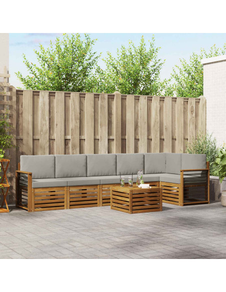 Set divani con cuscino 7 pcs Grigio Naturale e Chiaro