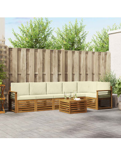 Set divani 7 pcs Naturale e Crema Legno di Acacia Massello