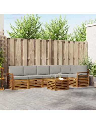 Set divani con cuscino 7 pcs Grigio Naturale e Chiaro