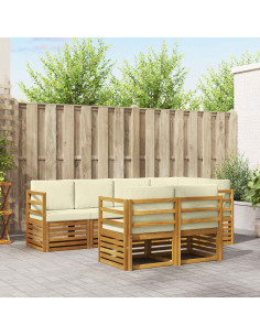 Set divani 7 pcs Naturale e Crema Legno di Acacia Massello