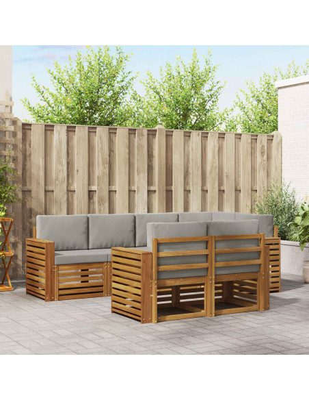 Set divani con cuscino 7 pcs Grigio Naturale e Chiaro