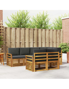 Set divani 7 pcs Naturale e Antracite Legno di Acacia Massello