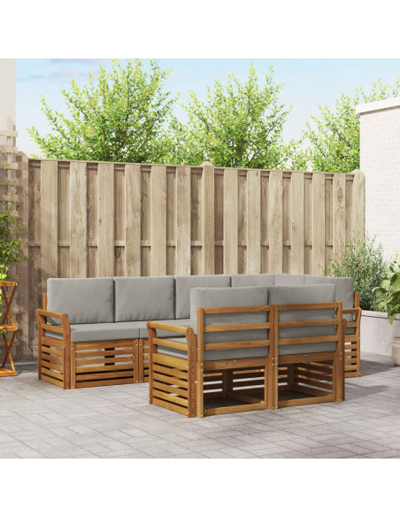 Set divani con cuscino 7 pcs Grigio Naturale e Chiaro