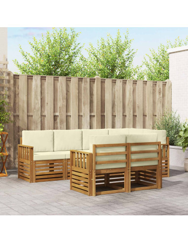Set divani 7 pcs Naturale e Crema Legno di Acacia Massello