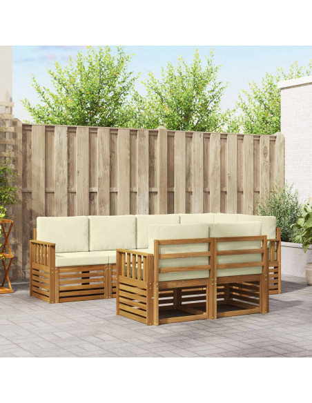 Set divani 7 pcs Naturale e Crema Legno di Acacia Massello