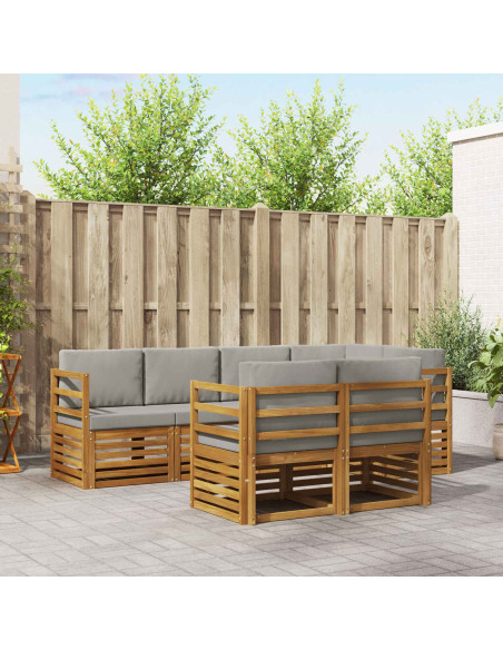 Set divani con cuscino 7 pcs Grigio Naturale e Chiaro