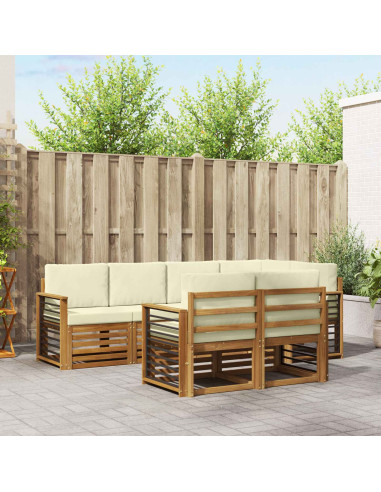 Set divani 7 pcs Naturale e Crema Legno di Acacia Massello