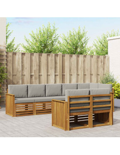 Set divani con cuscino 8 pcs Grigio Naturale e Chiaro