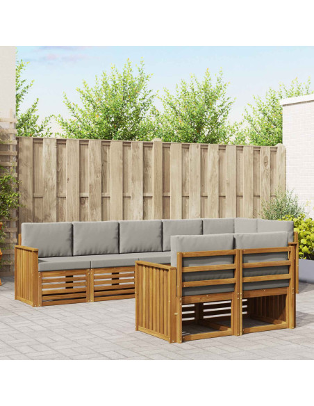 Set divani con cuscino 8 pcs Grigio Naturale e Chiaro