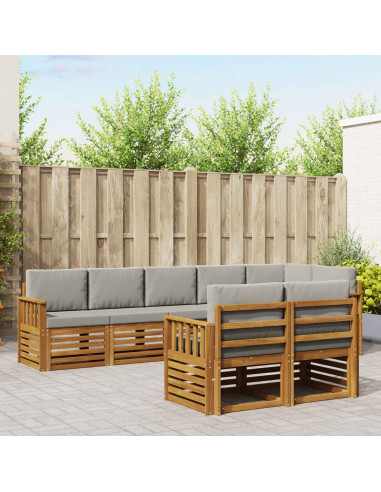 Set divani con cuscino 8 pcs Grigio Naturale e Chiaro