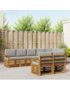 Set divani con cuscino 8 pcs Grigio Naturale e Chiaro