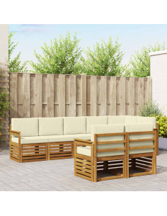 Set divani 8 pcs Naturale e Crema Legno di Acacia Massello