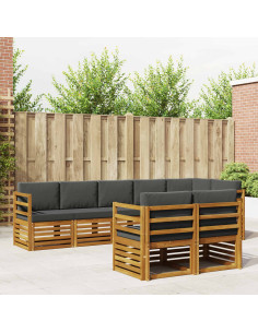 Set divani 8 pcs Naturale e Antracite Legno di Acacia Massello