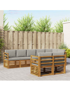 Set divani con cuscino 8 pcs Grigio Naturale e Chiaro