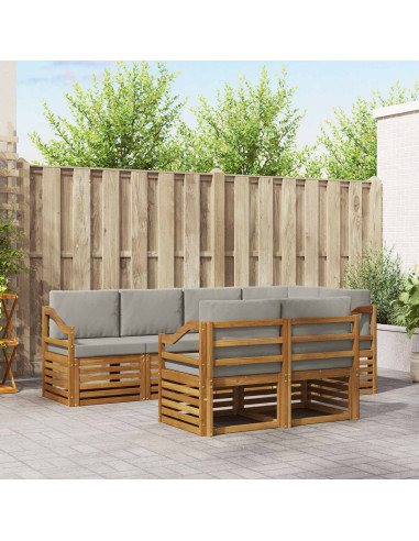 Set divani con cuscino 7 pcs Grigio Naturale e Chiaro