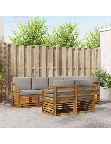 Set divani con cuscino 7 pcs Grigio Naturale e Chiaro