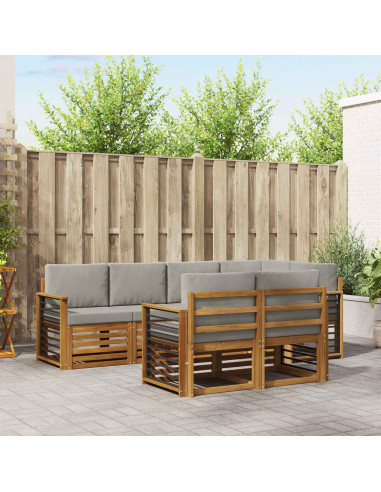 Set divani con cuscino 7 pcs Grigio Naturale e Chiaro