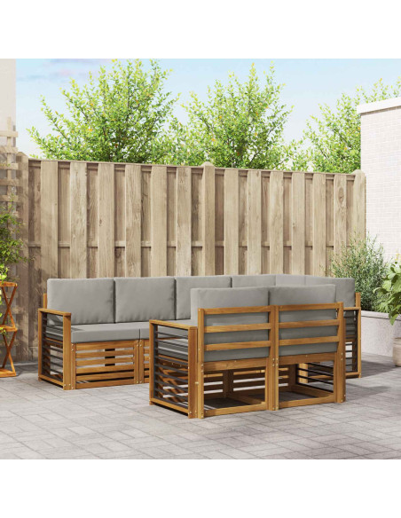 Set divani con cuscino 7 pcs Grigio Naturale e Chiaro