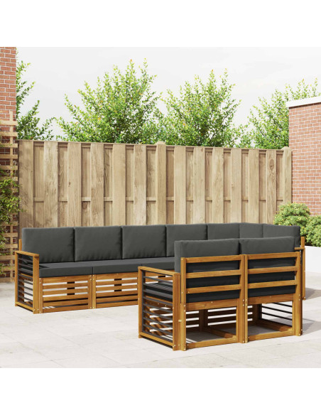 Set divani 8 pcs Naturale e Antracite Legno di Acacia Massello