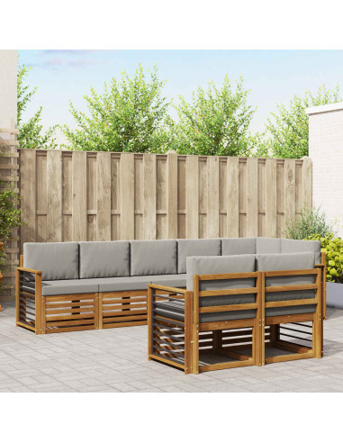 Set divani con cuscino 8 pcs Grigio Naturale e Chiaro