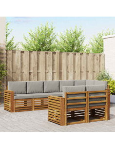 Set divani con cuscino 8 pcs Grigio Naturale e Chiaro