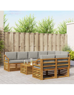 Set divani con cuscino 9 pcs Grigio Naturale e Chiaro